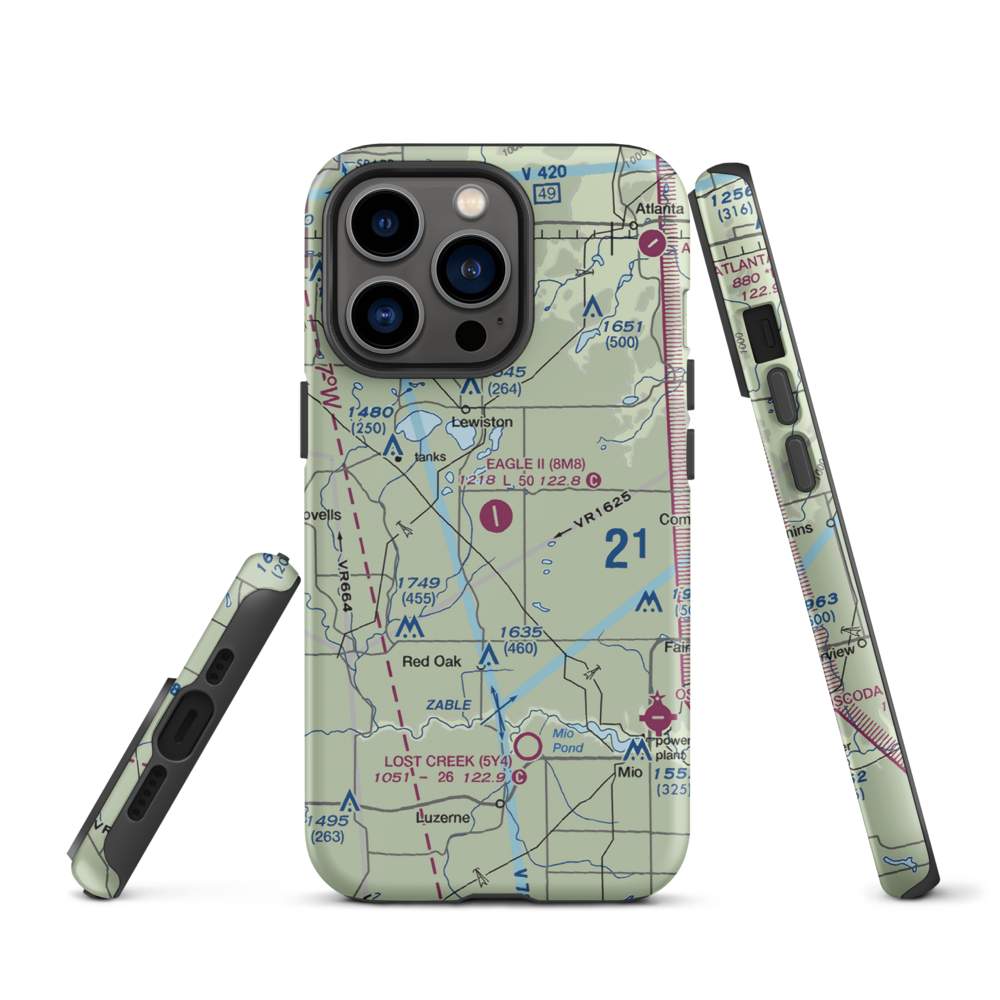 Garland Airport (8M8) VFR Sectional  Tough iPhone Case iPhone 13 Pro model shown