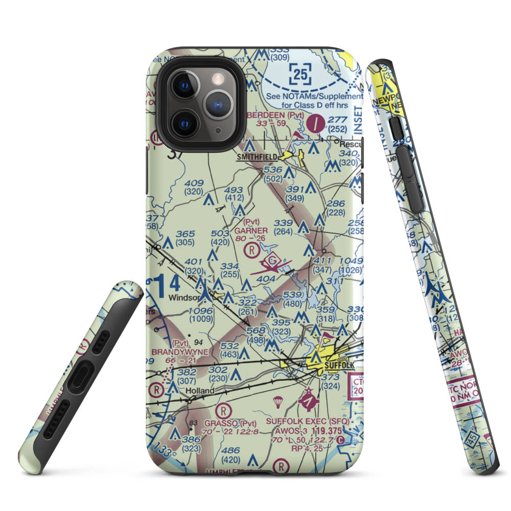 Garner Airport (3VA8) VFR Sectional  Tough iPhone Case iPhone 11 Pro Max model shown