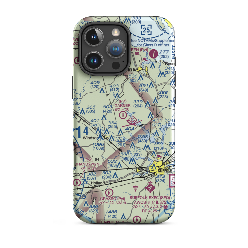 Garner Airport (3VA8) VFR Sectional  Tough iPhone Case iPhone 16 Pro Max model shown