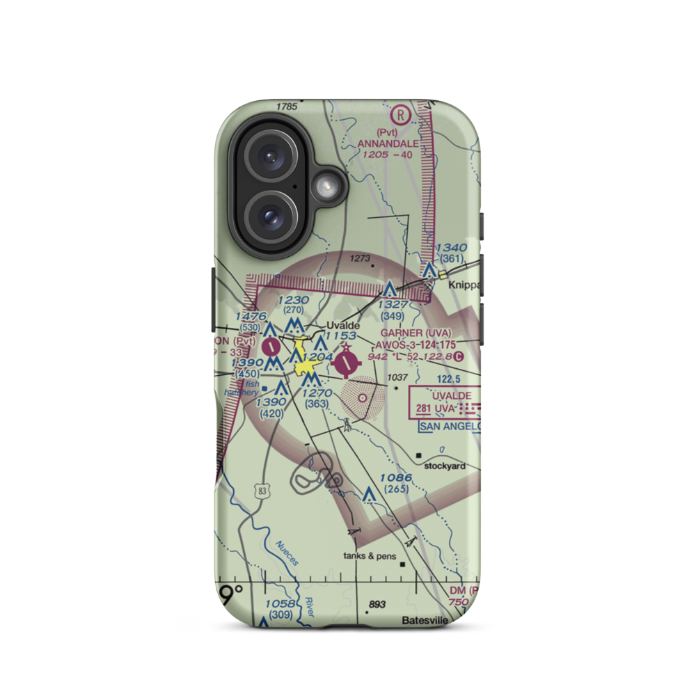 Garner Field (UVA) VFR Sectional  Tough iPhone Case iPhone 16 model shown