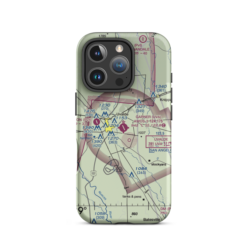 Garner Field (UVA) VFR Sectional  Tough iPhone Case iPhone 16 Pro model shown