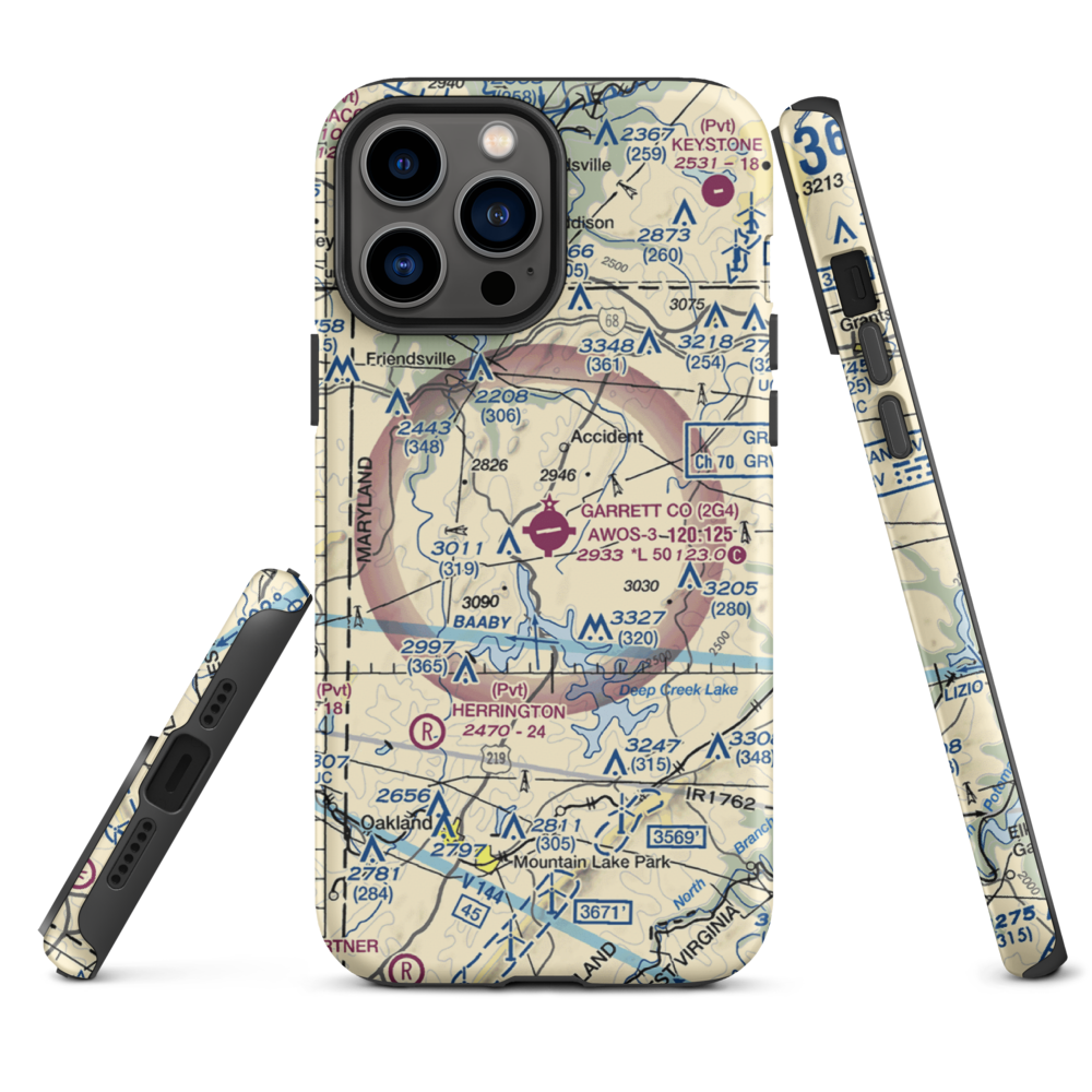 Garrett County Airport (2G4) VFR Sectional  Tough iPhone Case iPhone 13 Pro Max model shown