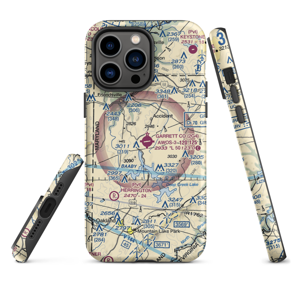 Garrett County Airport (2G4) VFR Sectional  Tough iPhone Case iPhone 14 Pro Max model shown