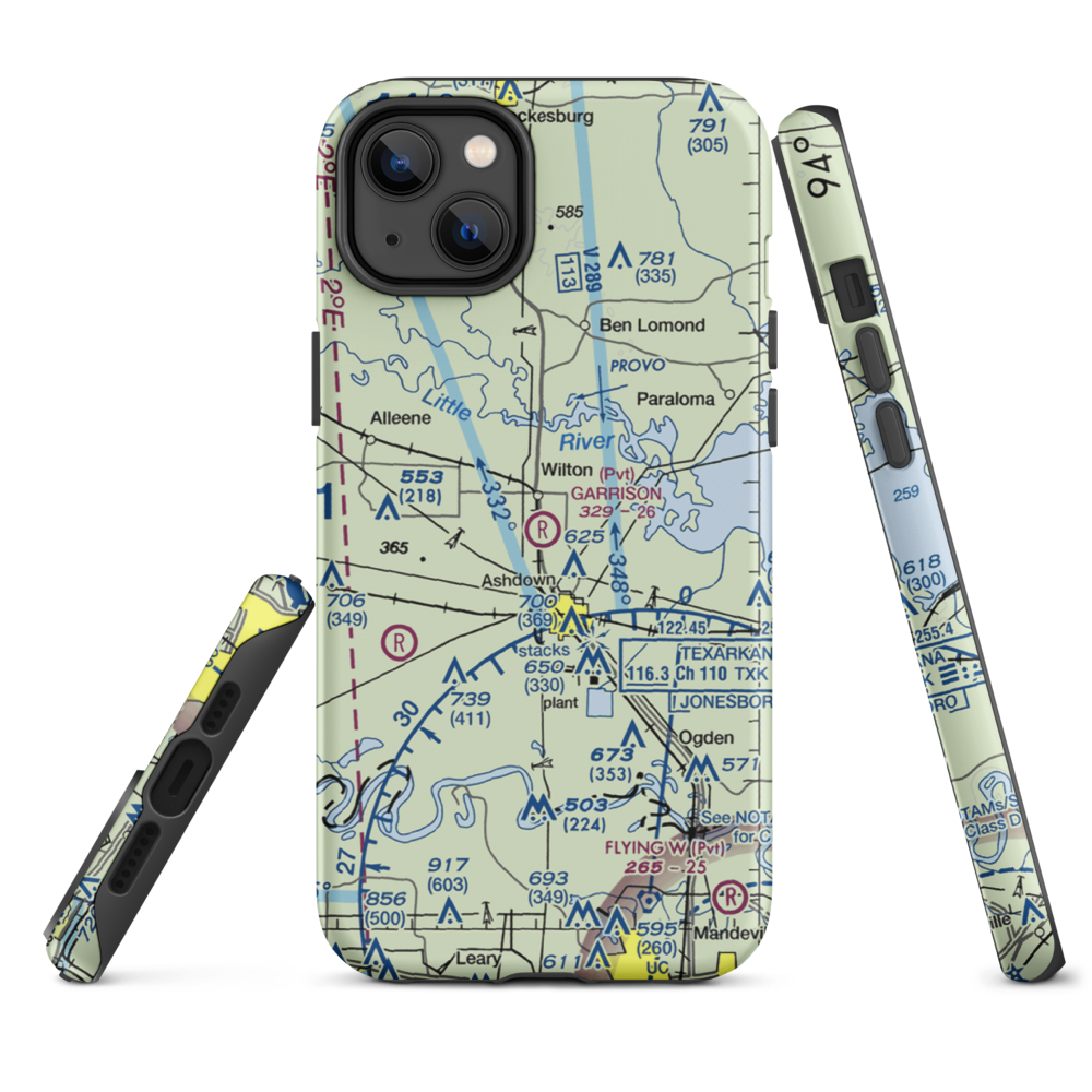 Garrison Airport (08AR) VFR Sectional  Tough iPhone Case iPhone 14 Plus model shown