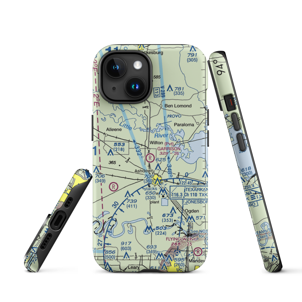 Garrison Airport (08AR) VFR Sectional  Tough iPhone Case iPhone 15 model shown