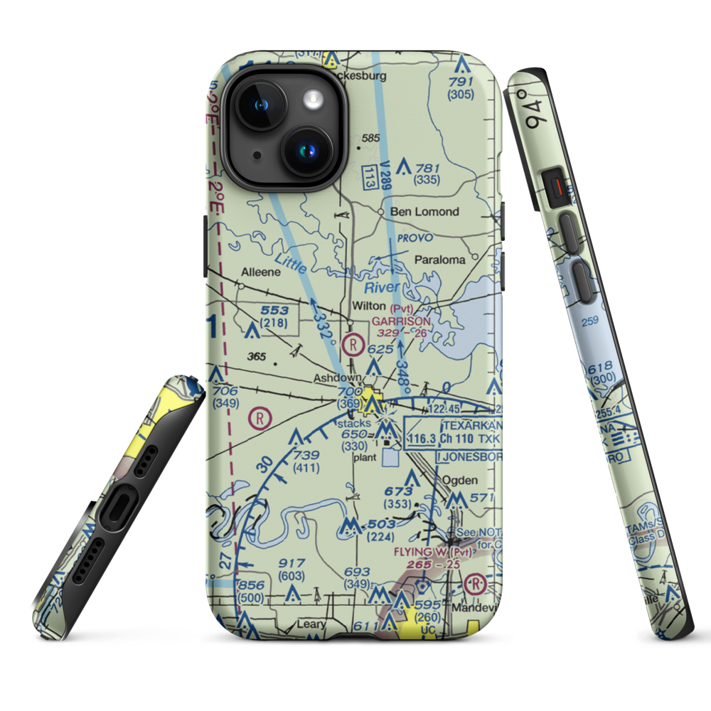 Garrison Airport (08AR) VFR Sectional  Tough iPhone Case iPhone 15 Plus model shown