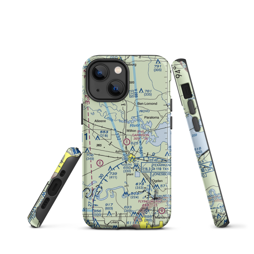 Garrison Airport (08AR) VFR Sectional  Tough iPhone Case iPhone 13 mini model shown