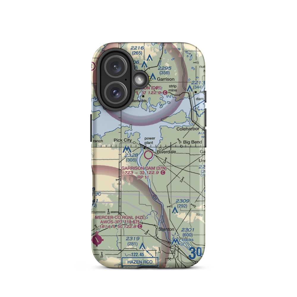 Garrison Dam Recreational Airpark (37N) VFR Sectional  Tough iPhone Case iPhone 16 model shown