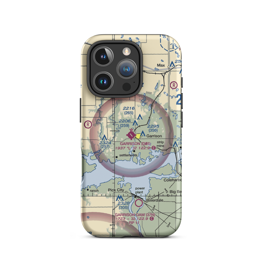 Garrison Municipal Airport (D05) VFR Sectional  Tough iPhone Case iPhone 16 Pro model shown