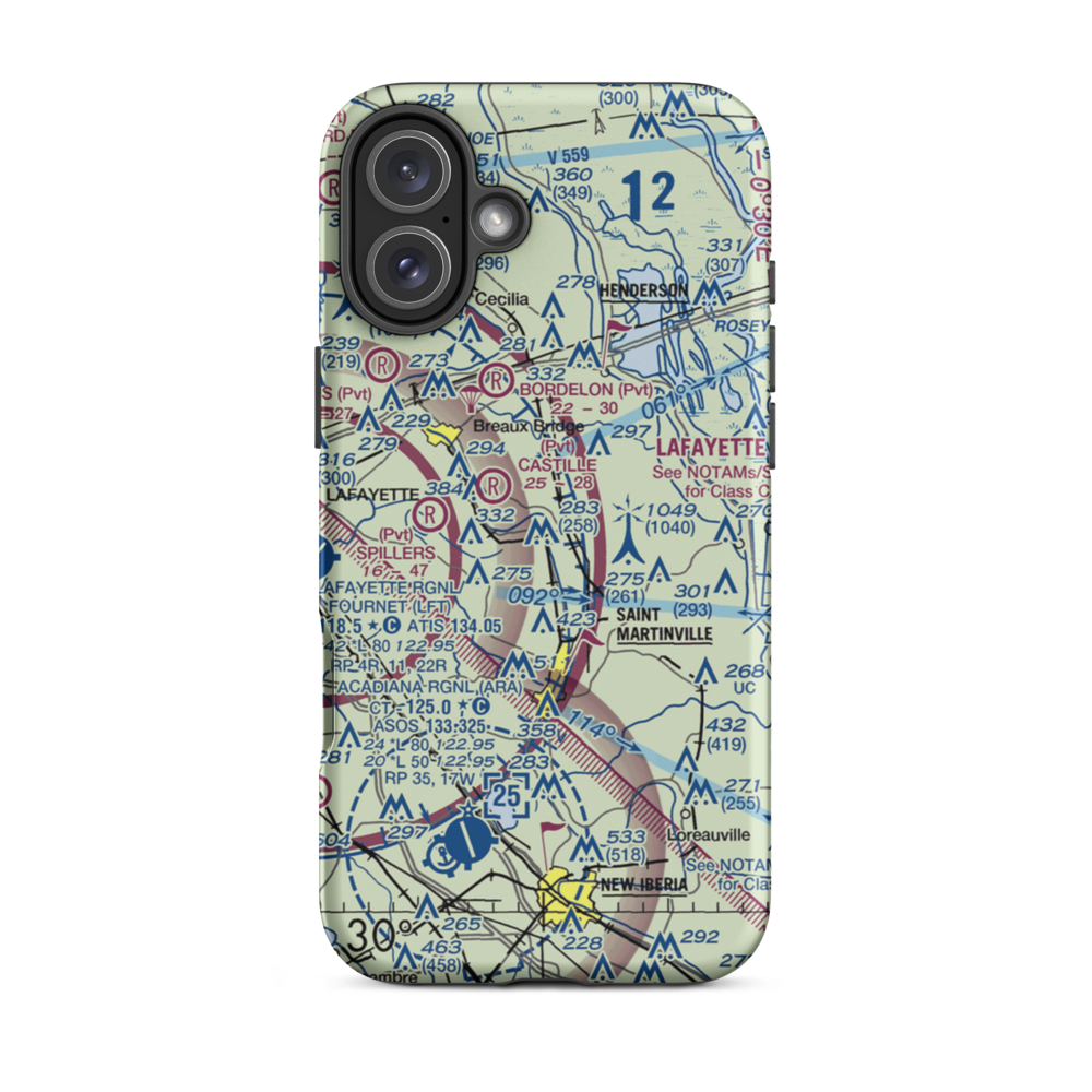 Gary Landing Strip Ultralightport (LA91) VFR Sectional  Tough iPhone Case iPhone 16 Plus model shown