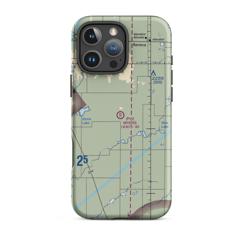 Gary Myers Airport (SD93) VFR Sectional  Tough iPhone Case iPhone 16 Pro Max model shown