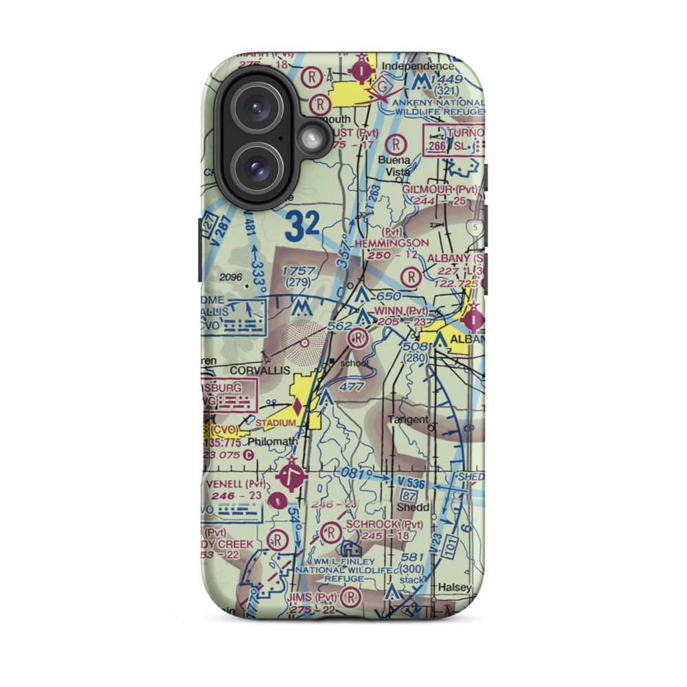 Gates Airport (8OR7) VFR Sectional  Tough iPhone Case iPhone 16 Plus model shown
