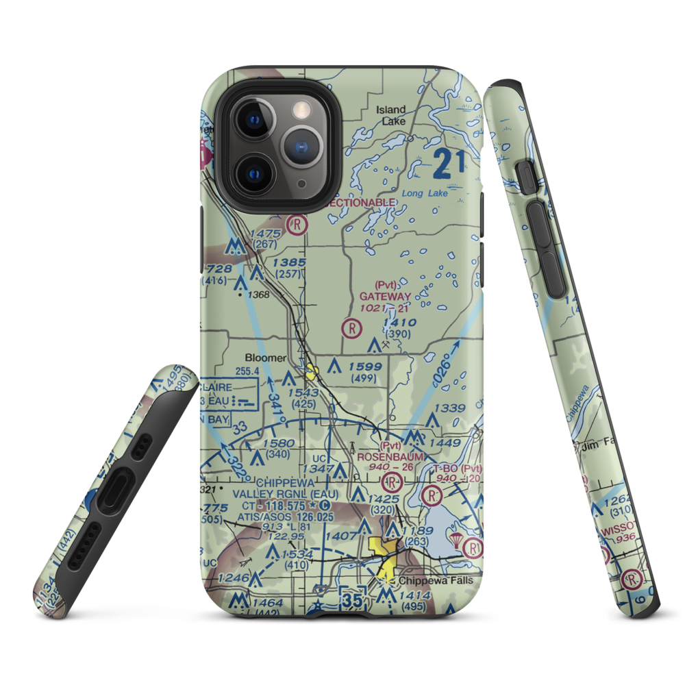 Gateway Airport (WI18) VFR Sectional  Tough iPhone Case iPhone 11 Pro model shown