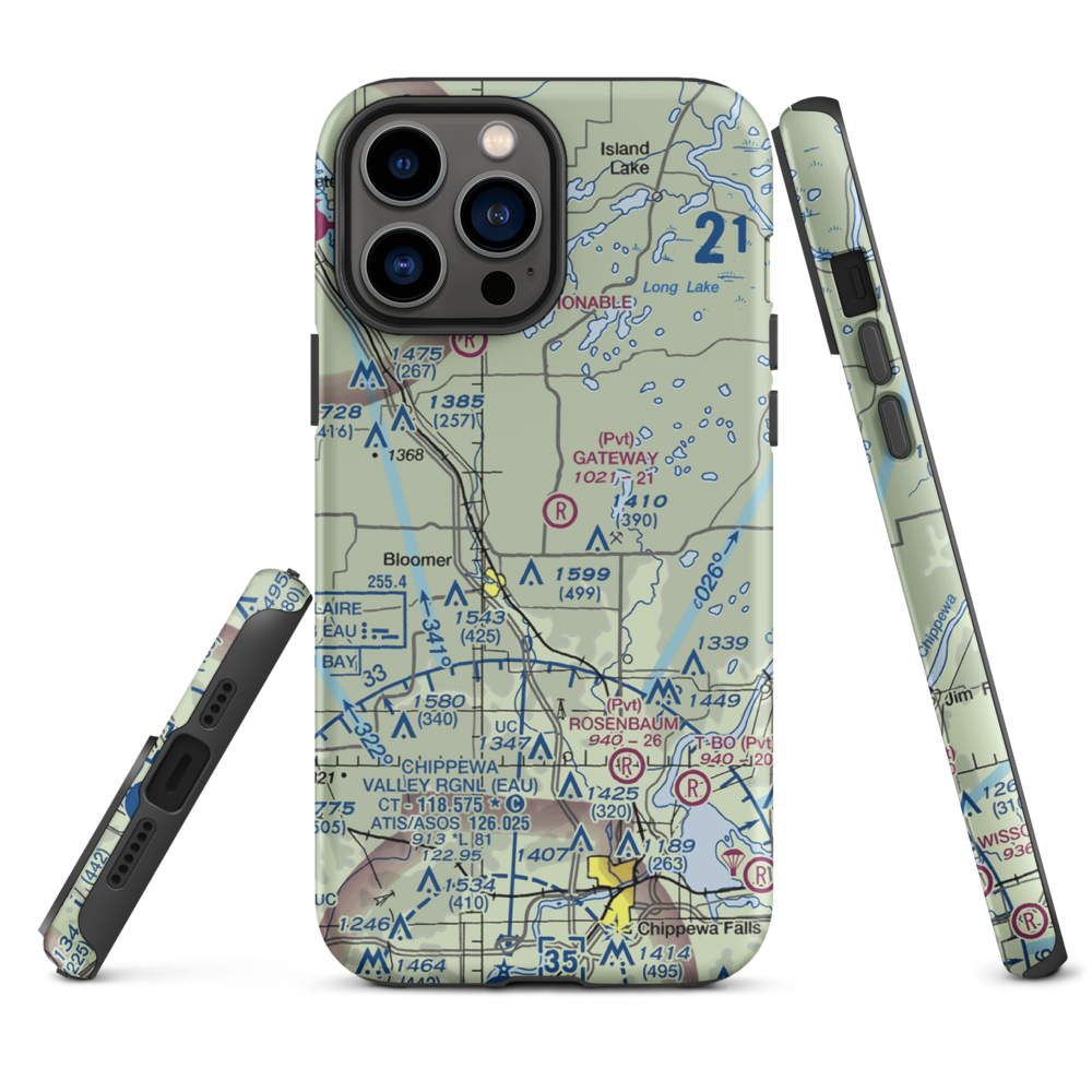 Gateway Airport (WI18) VFR Sectional  Tough iPhone Case iPhone 13 Pro Max model shown