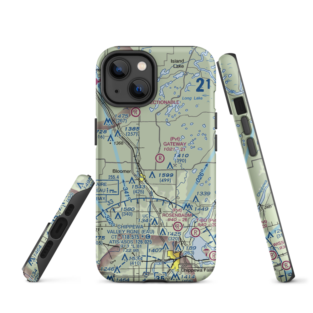 Gateway Airport (WI18) VFR Sectional  Tough iPhone Case iPhone 14 model shown