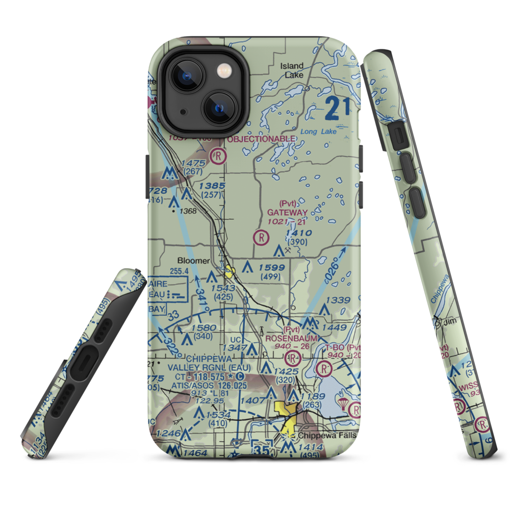 Gateway Airport (WI18) VFR Sectional  Tough iPhone Case iPhone 14 Plus model shown