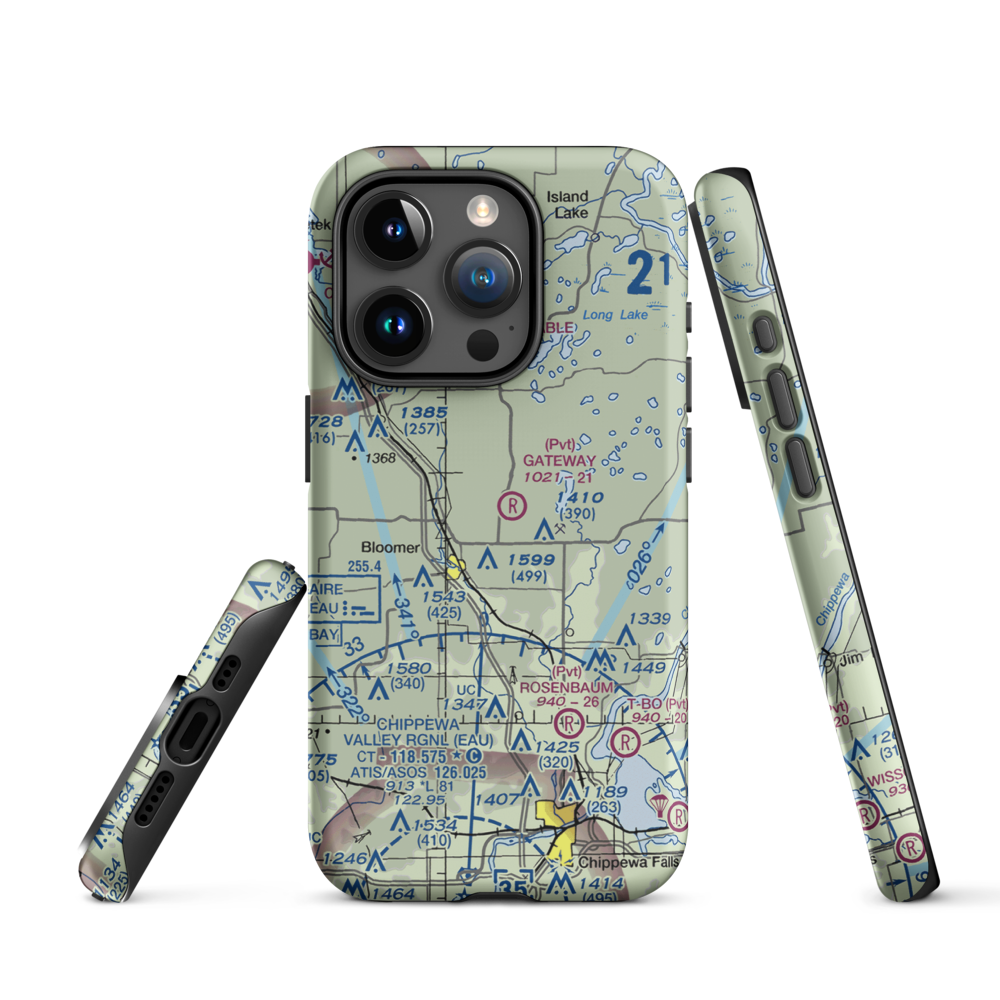 Gateway Airport (WI18) VFR Sectional  Tough iPhone Case iPhone 15 Pro model shown