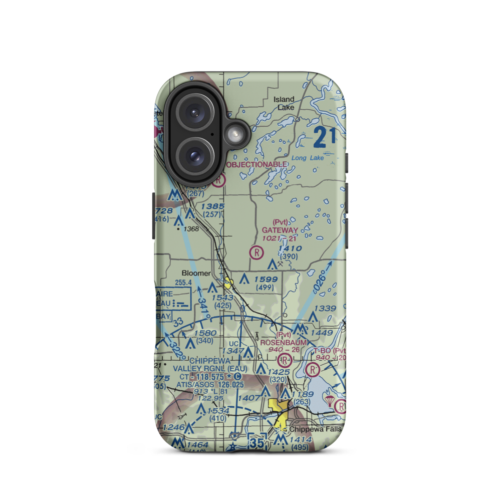 Gateway Airport (WI18) VFR Sectional  Tough iPhone Case iPhone 16 model shown
