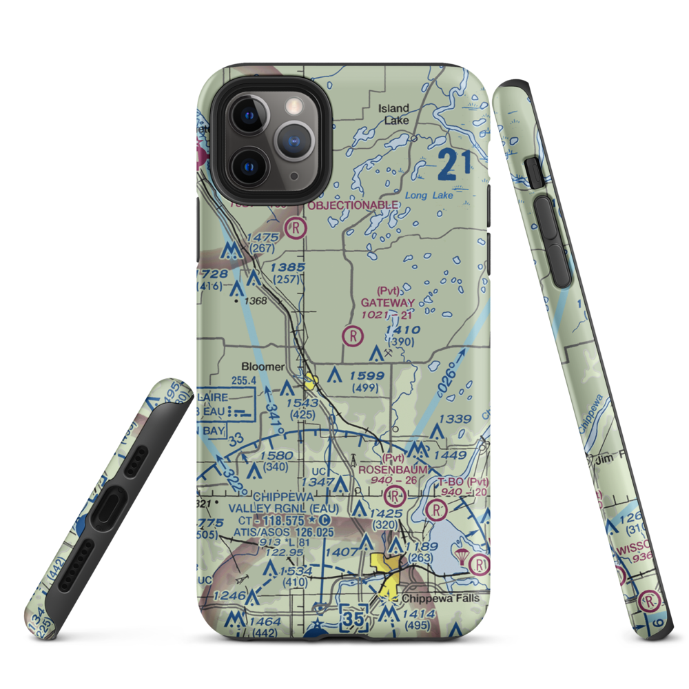 Gateway Airport (WI18) VFR Sectional  Tough iPhone Case iPhone 11 Pro Max model shown