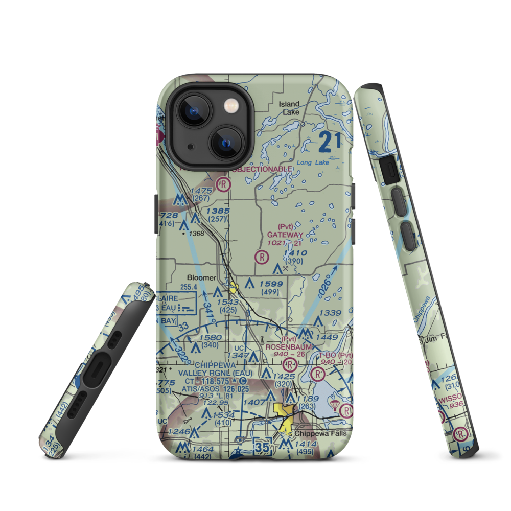 Gateway Airport (WI18) VFR Sectional  Tough iPhone Case iPhone 13 model shown