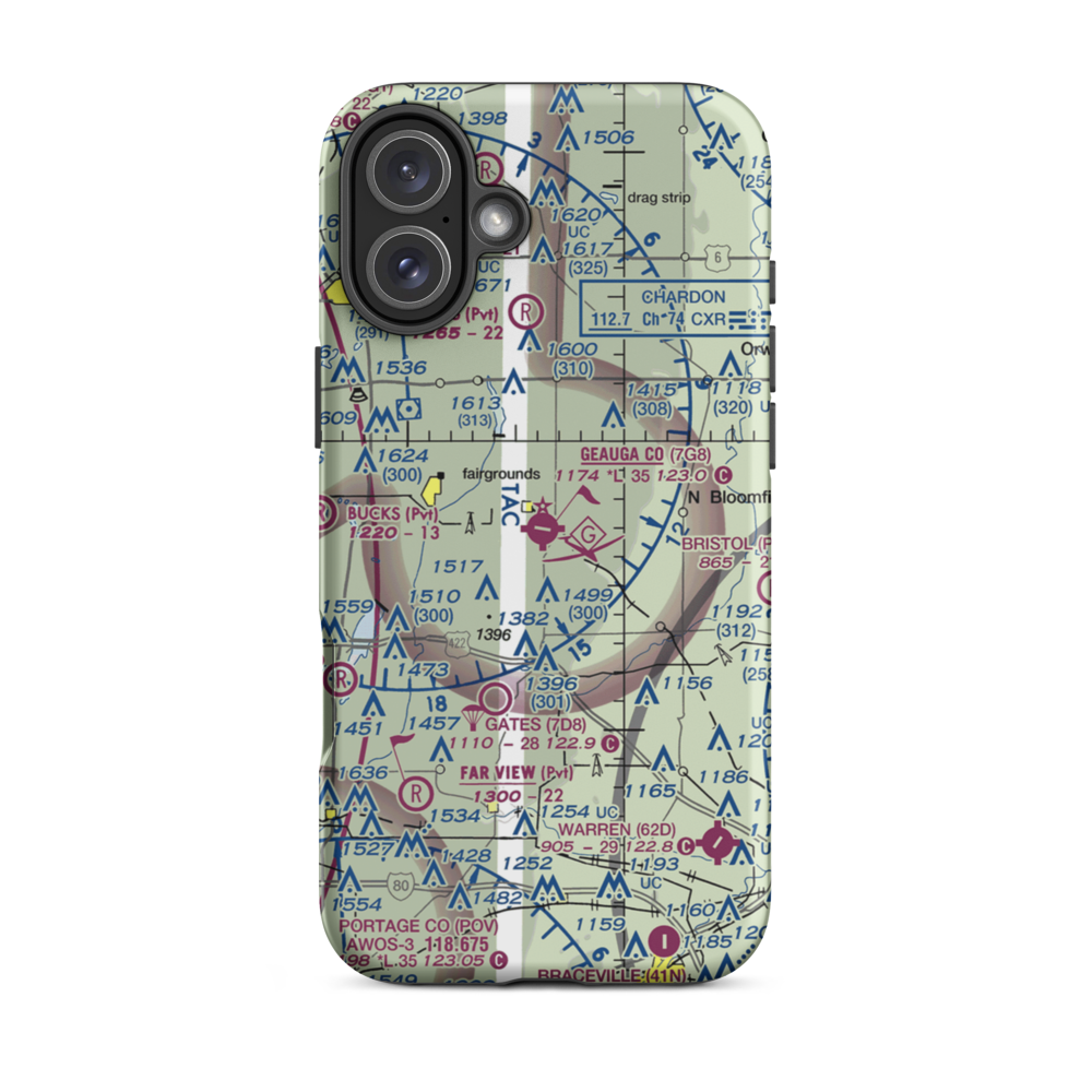 Geauga County Airport (7G8) VFR Sectional  Tough iPhone Case iPhone 16 Plus model shown