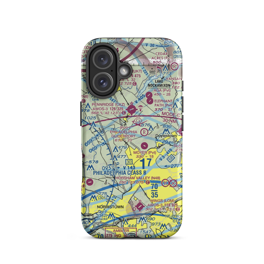 Gehris Airport (39PA) VFR Sectional  Tough iPhone Case iPhone 16 model shown