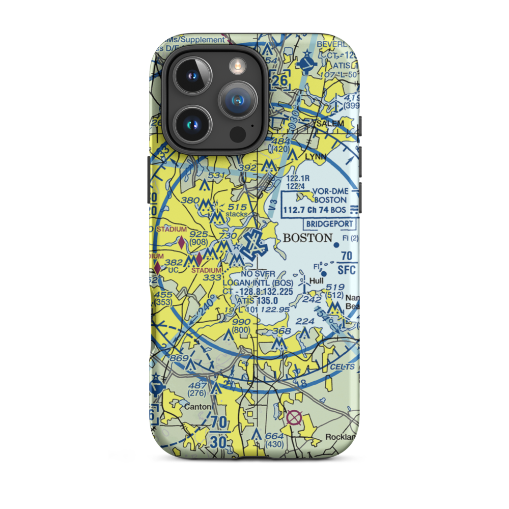 General Edward Lawrence Logan International Airport (BOS) VFR Sectional  Tough iPhone Case iPhone 16 Pro Max model shown