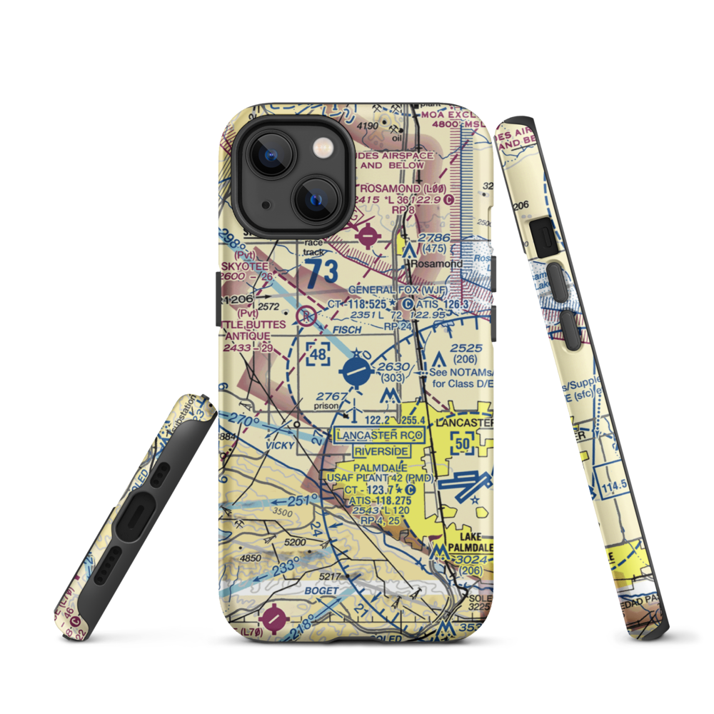 General WM J Fox Airfield (WJF) VFR Sectional  Tough iPhone Case iPhone 13 model shown