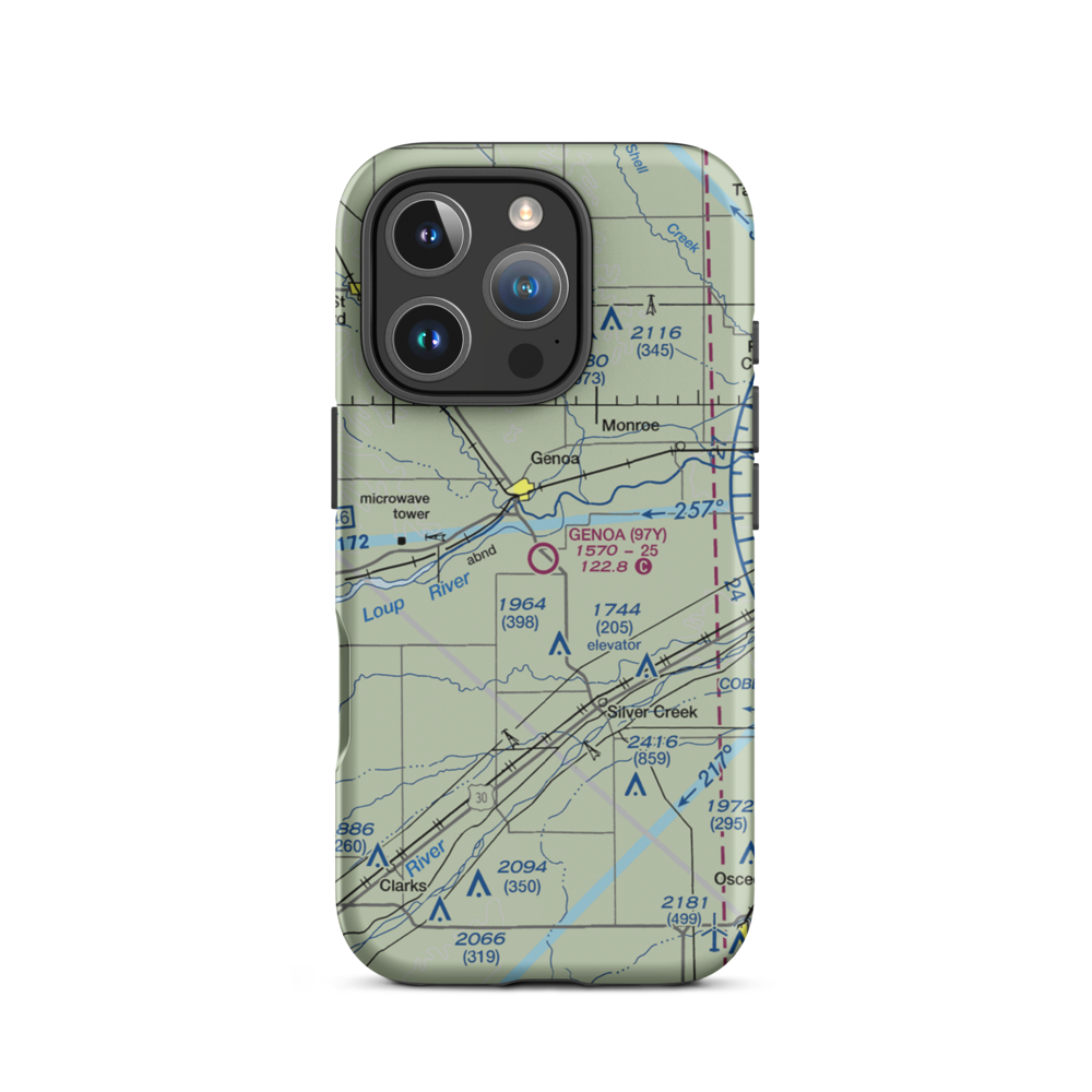 Genoa Municipal Airport (97Y) VFR Sectional  Tough iPhone Case iPhone 16 Pro model shown
