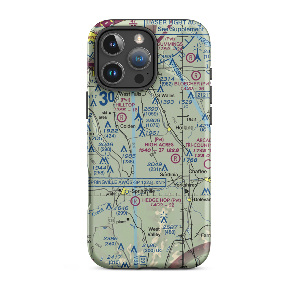 Gentzke Aeronautical Park Airport (NY40) VFR Sectional  Tough iPhone Case iPhone 16 Pro Max model shown