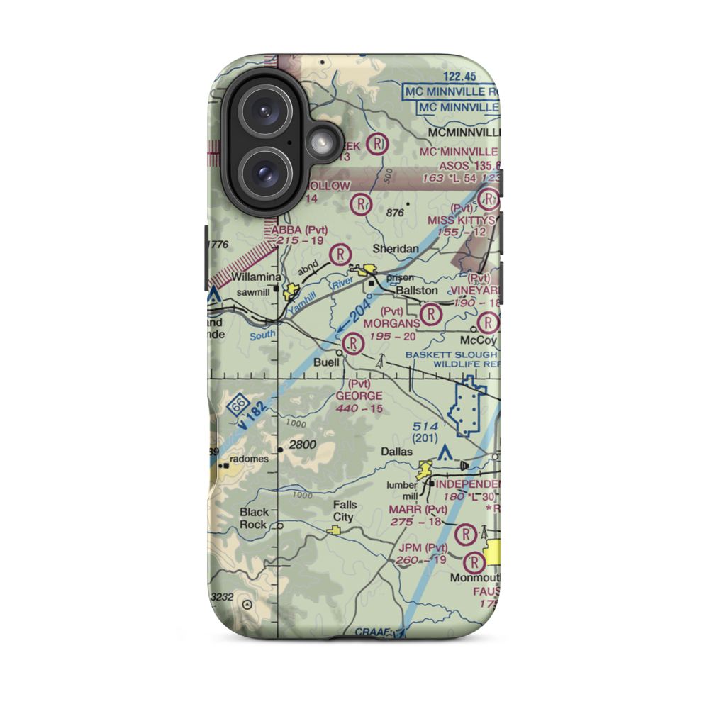 George Airport (67OG) VFR Sectional  Tough iPhone Case iPhone 16 Plus model shown