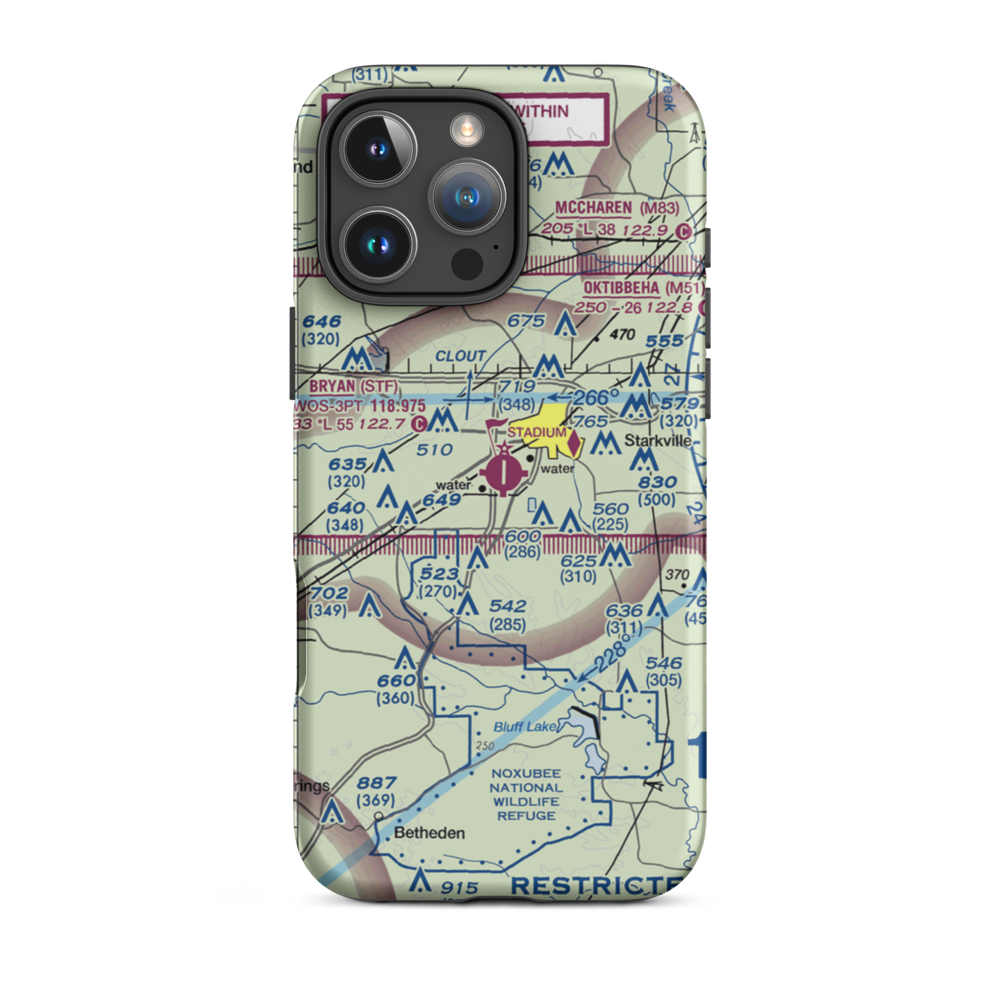 George M Bryan Airport (STF) VFR Sectional  Tough iPhone Case iPhone 16 Pro Max model shown