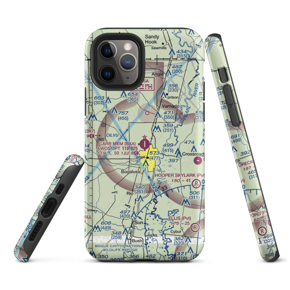 George R Carr Memorial Air Field (BXA) VFR Sectional  Tough iPhone Case iPhone 11 Pro model shown
