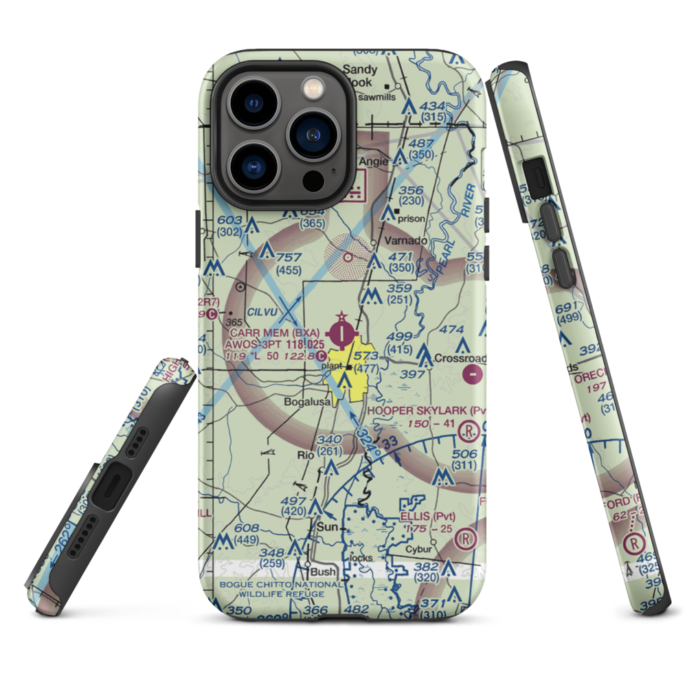 George R Carr Memorial Air Field (BXA) VFR Sectional  Tough iPhone Case iPhone 13 Pro Max model shown