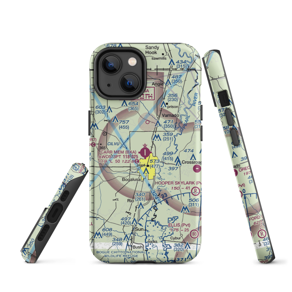 George R Carr Memorial Air Field (BXA) VFR Sectional  Tough iPhone Case iPhone 14 model shown