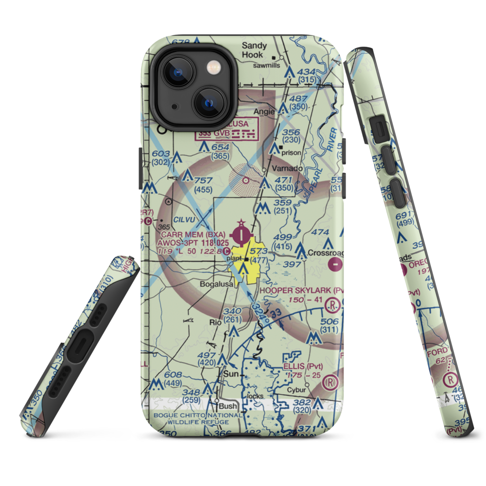 George R Carr Memorial Air Field (BXA) VFR Sectional  Tough iPhone Case iPhone 14 Plus model shown