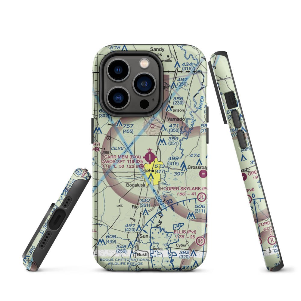 George R Carr Memorial Air Field (BXA) VFR Sectional  Tough iPhone Case iPhone 14 Pro model shown