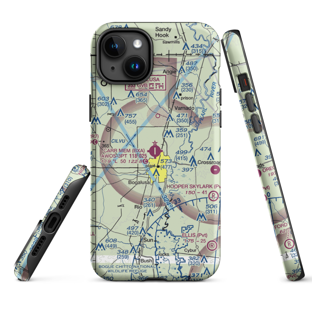 George R Carr Memorial Air Field (BXA) VFR Sectional  Tough iPhone Case iPhone 15 Plus model shown