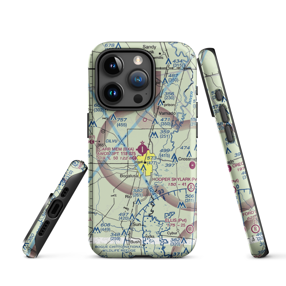 George R Carr Memorial Air Field (BXA) VFR Sectional  Tough iPhone Case iPhone 15 Pro model shown