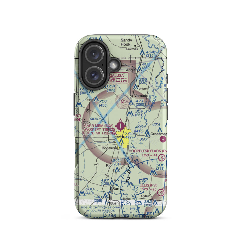 George R Carr Memorial Air Field (BXA) VFR Sectional  Tough iPhone Case iPhone 16 model shown