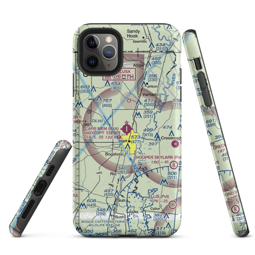 George R Carr Memorial Air Field (BXA) VFR Sectional  Tough iPhone Case iPhone 11 Pro Max model shown