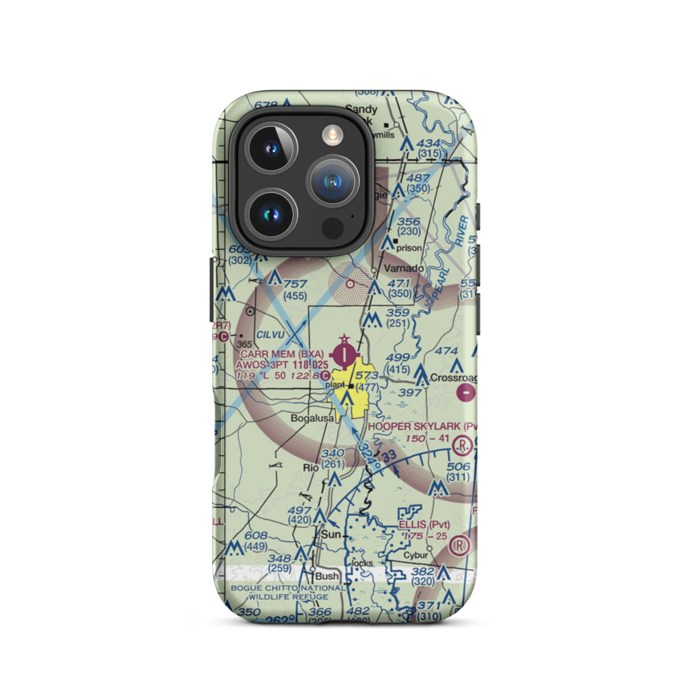 George R Carr Memorial Air Field (BXA) VFR Sectional  Tough iPhone Case iPhone 16 Pro model shown