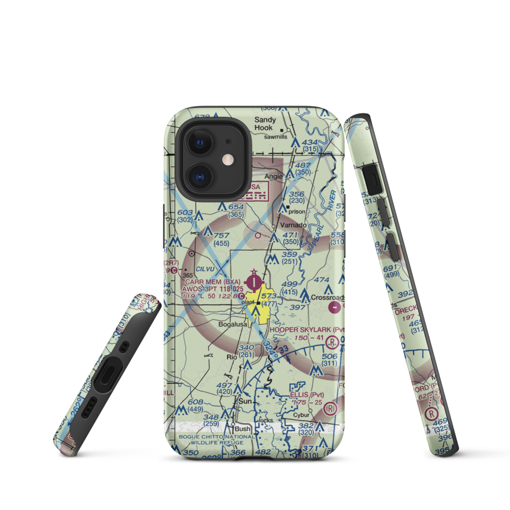 George R Carr Memorial Air Field (BXA) VFR Sectional  Tough iPhone Case iPhone 12 mini model shown