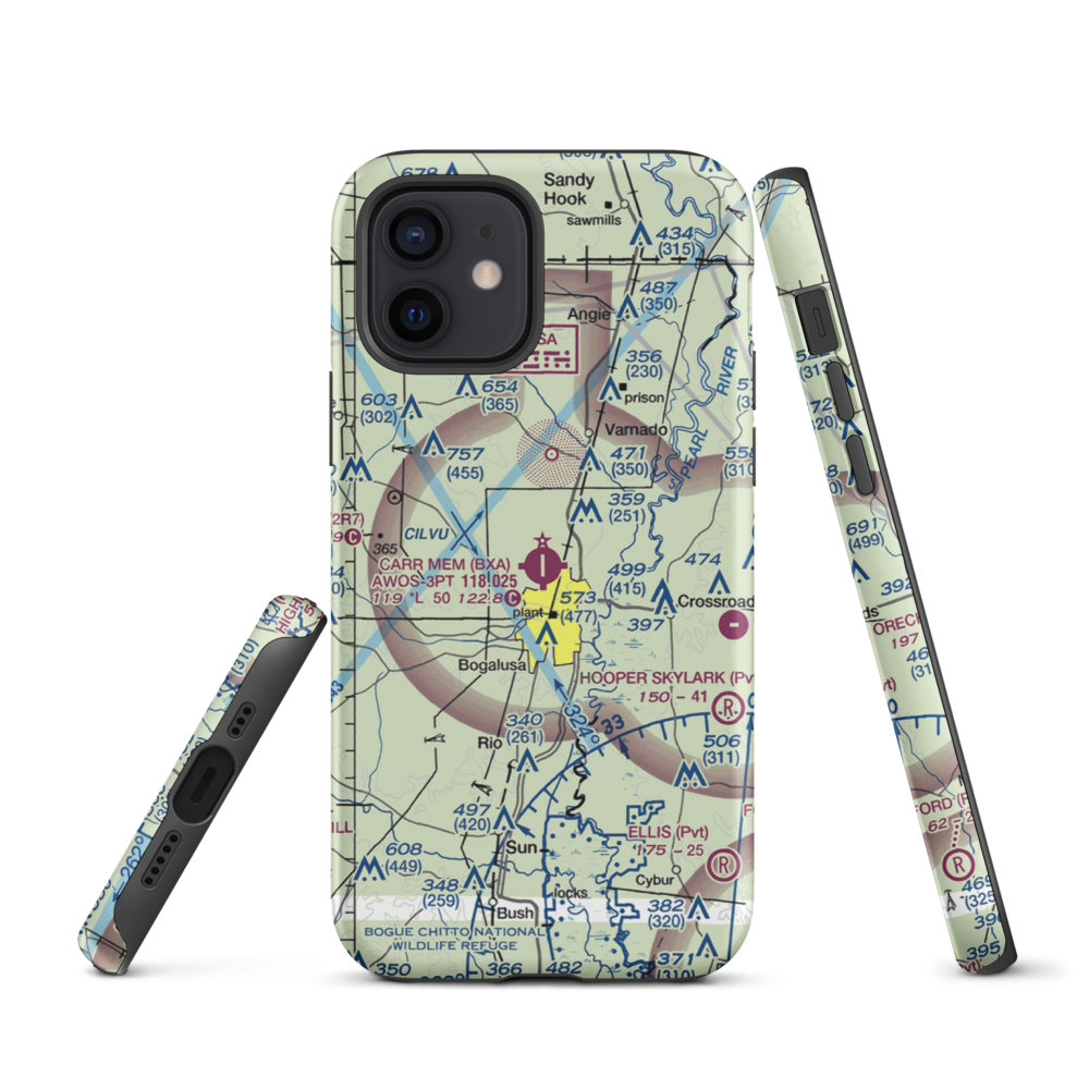 George R Carr Memorial Air Field (BXA) VFR Sectional  Tough iPhone Case iPhone 12 model shown