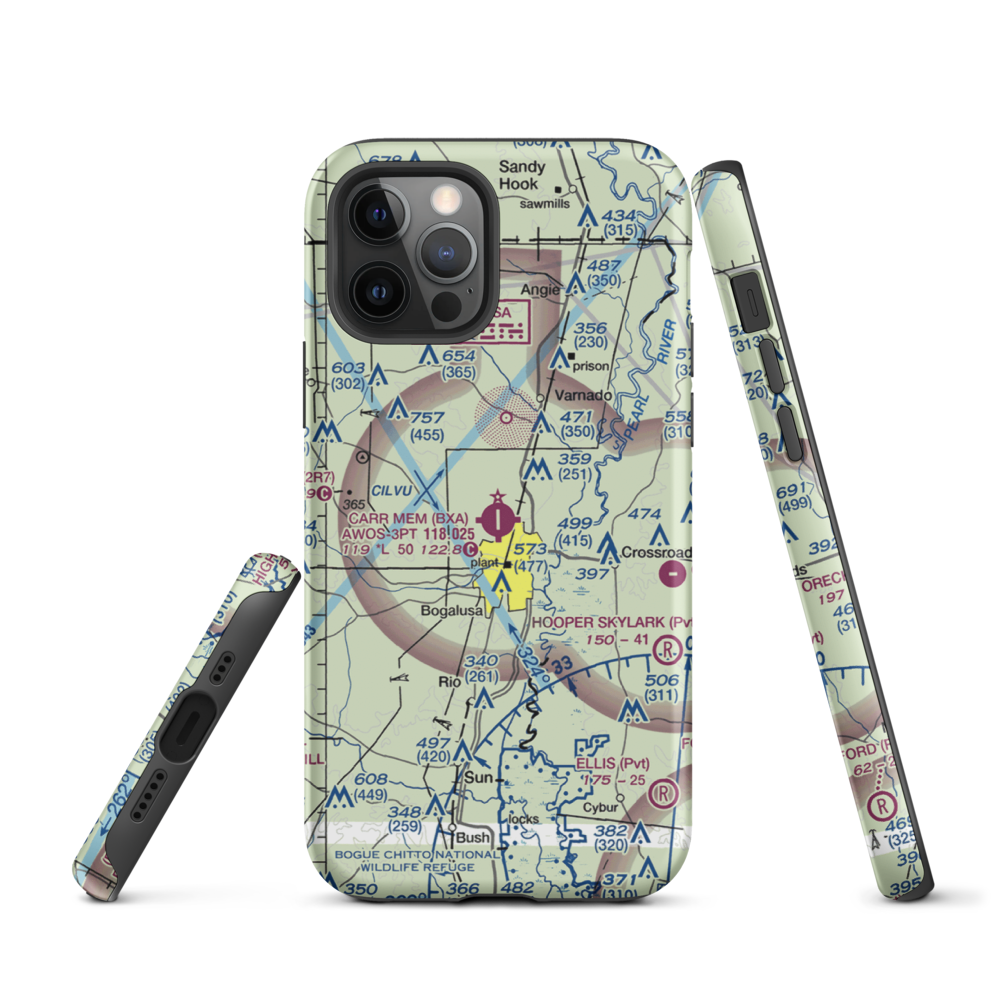 George R Carr Memorial Air Field (BXA) VFR Sectional  Tough iPhone Case iPhone 12 Pro model shown