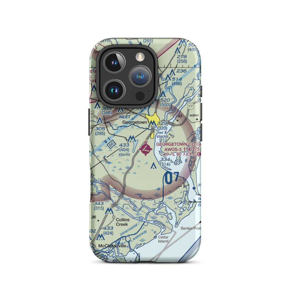 Georgetown County Airport (GGE) VFR Sectional  Tough iPhone Case iPhone 16 Pro model shown