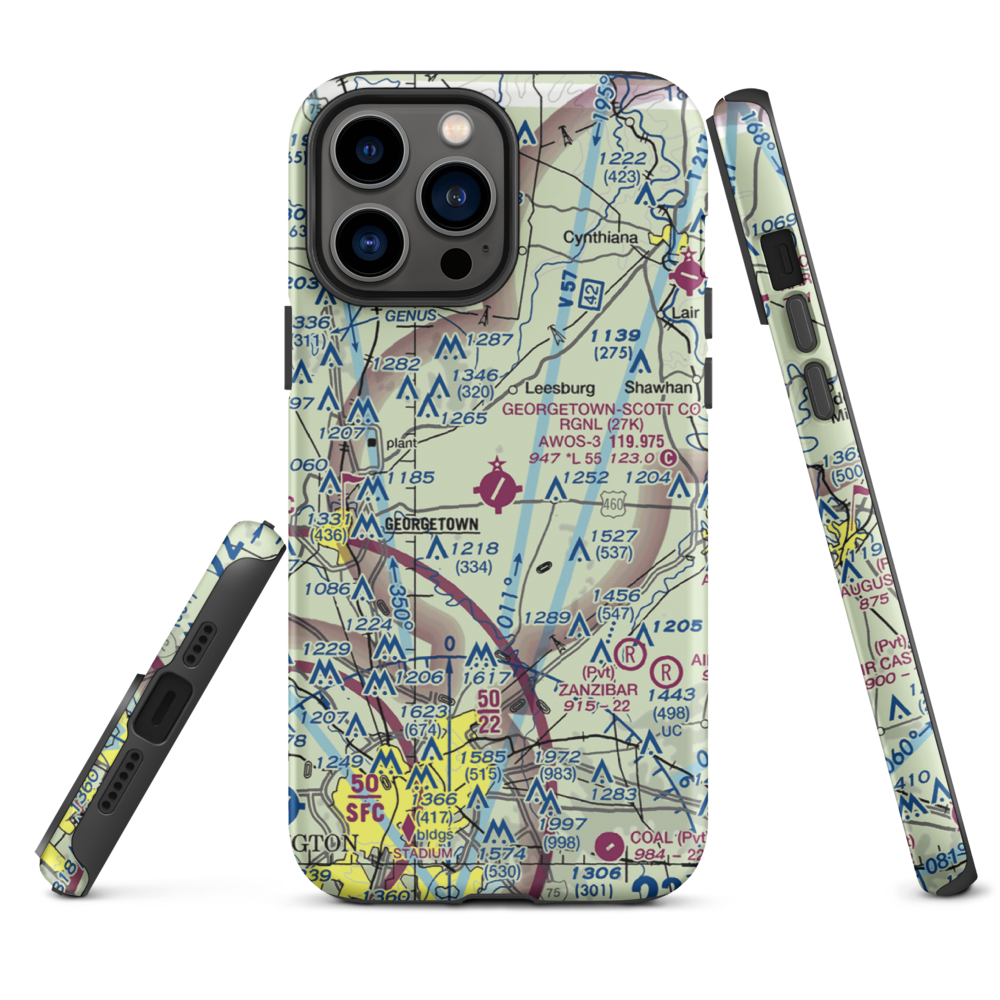 Georgetown-Scott County Regional Airport (27K) VFR Sectional  Tough iPhone Case iPhone 13 Pro Max model shown