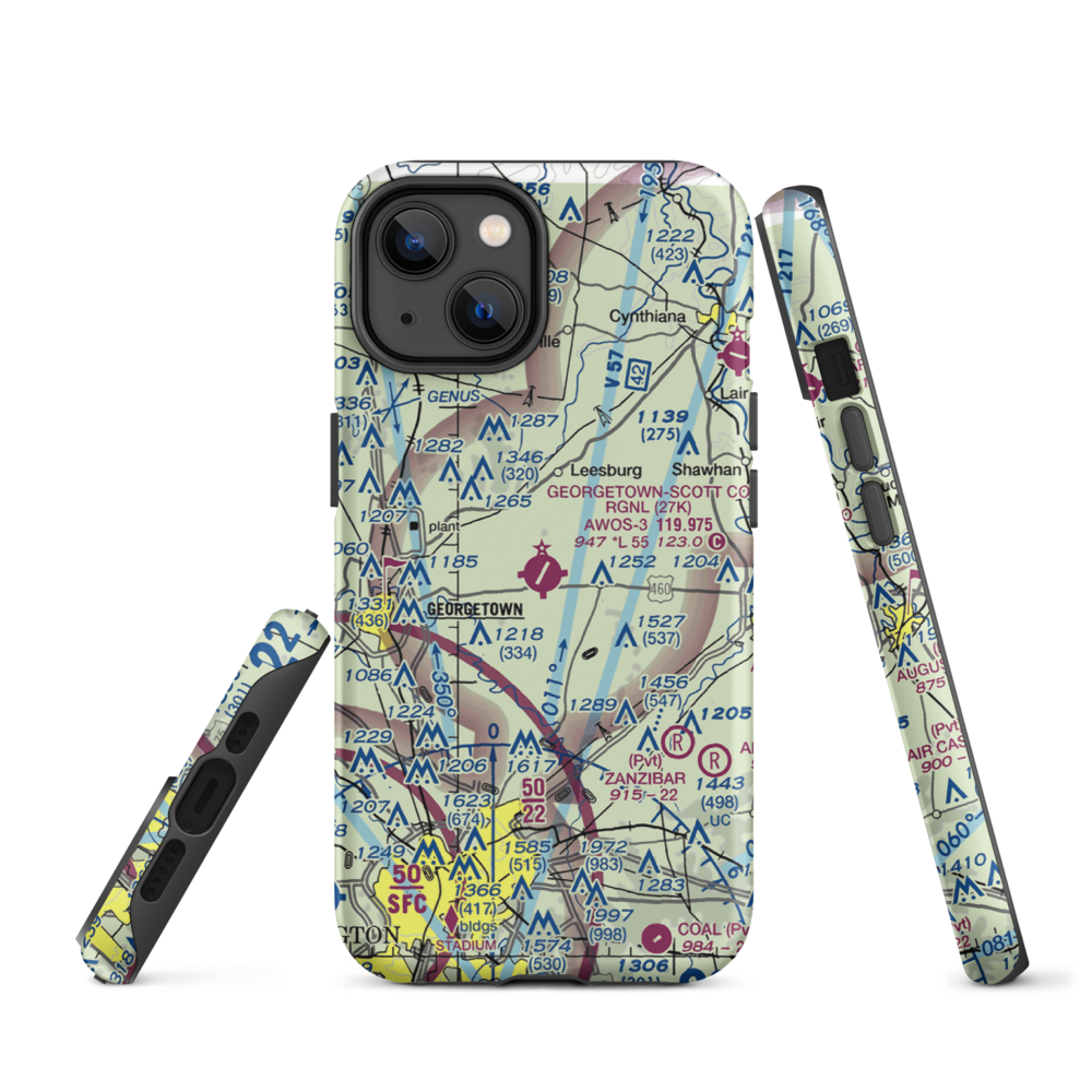 Georgetown-Scott County Regional Airport (27K) VFR Sectional  Tough iPhone Case iPhone 14 model shown