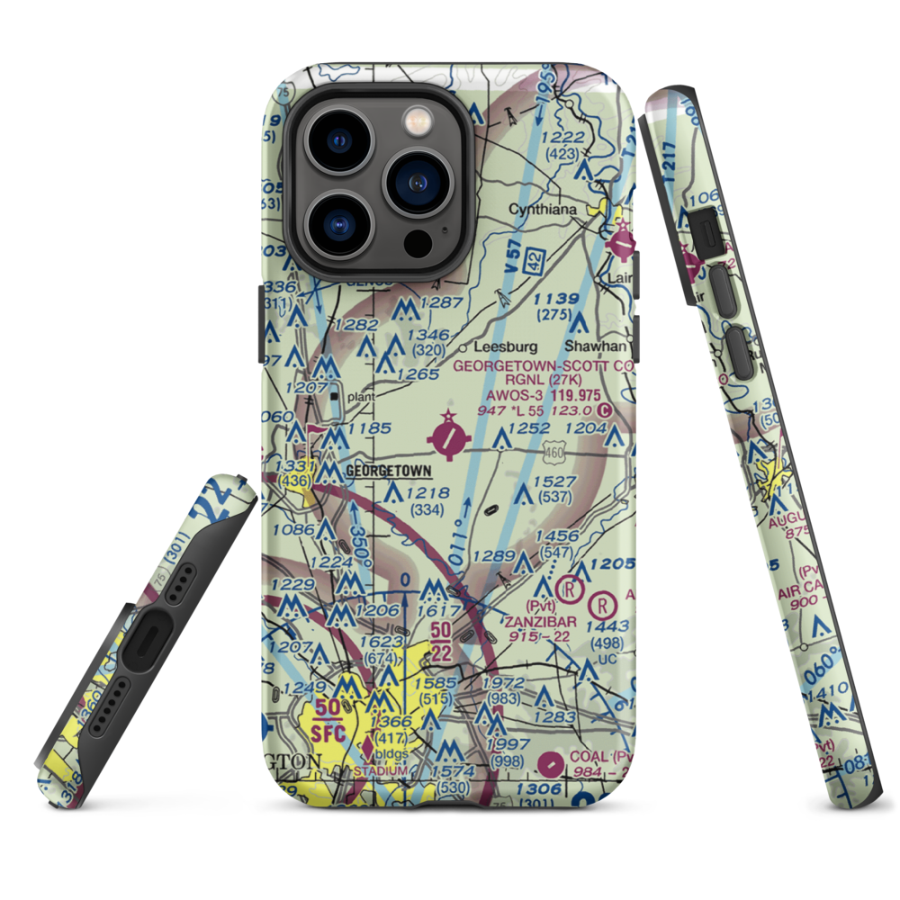 Georgetown-Scott County Regional Airport (27K) VFR Sectional  Tough iPhone Case iPhone 14 Pro Max model shown