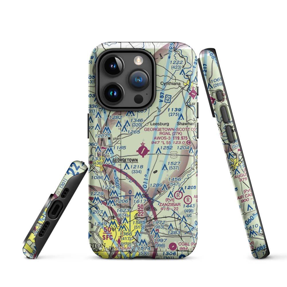 Georgetown-Scott County Regional Airport (27K) VFR Sectional  Tough iPhone Case iPhone 15 Pro model shown